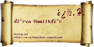 Árva Hamilkár névjegykártya